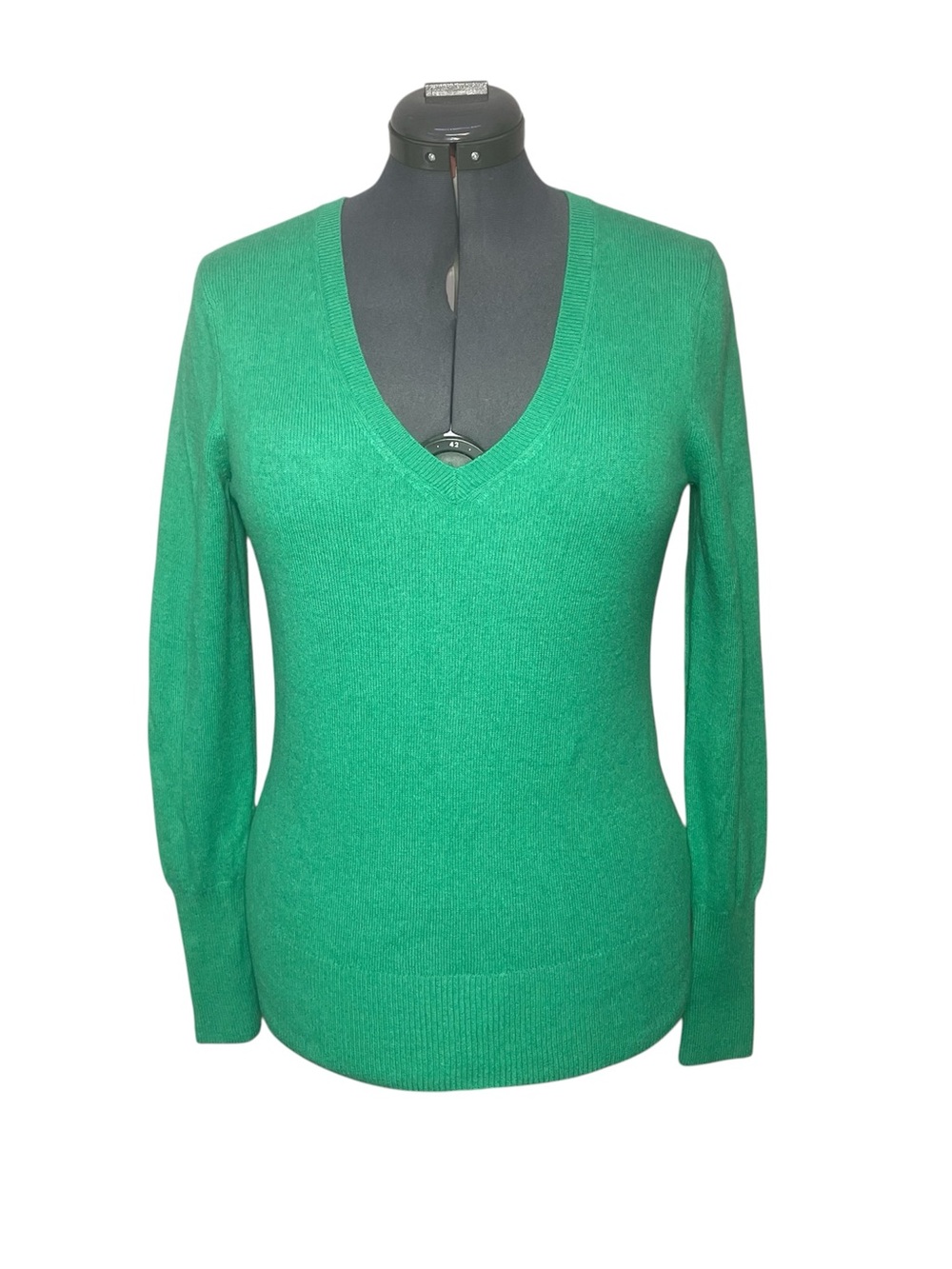 Halogen Pure Cashmere V-Neck Sweater Size Large L Green Long-sleeve L/S